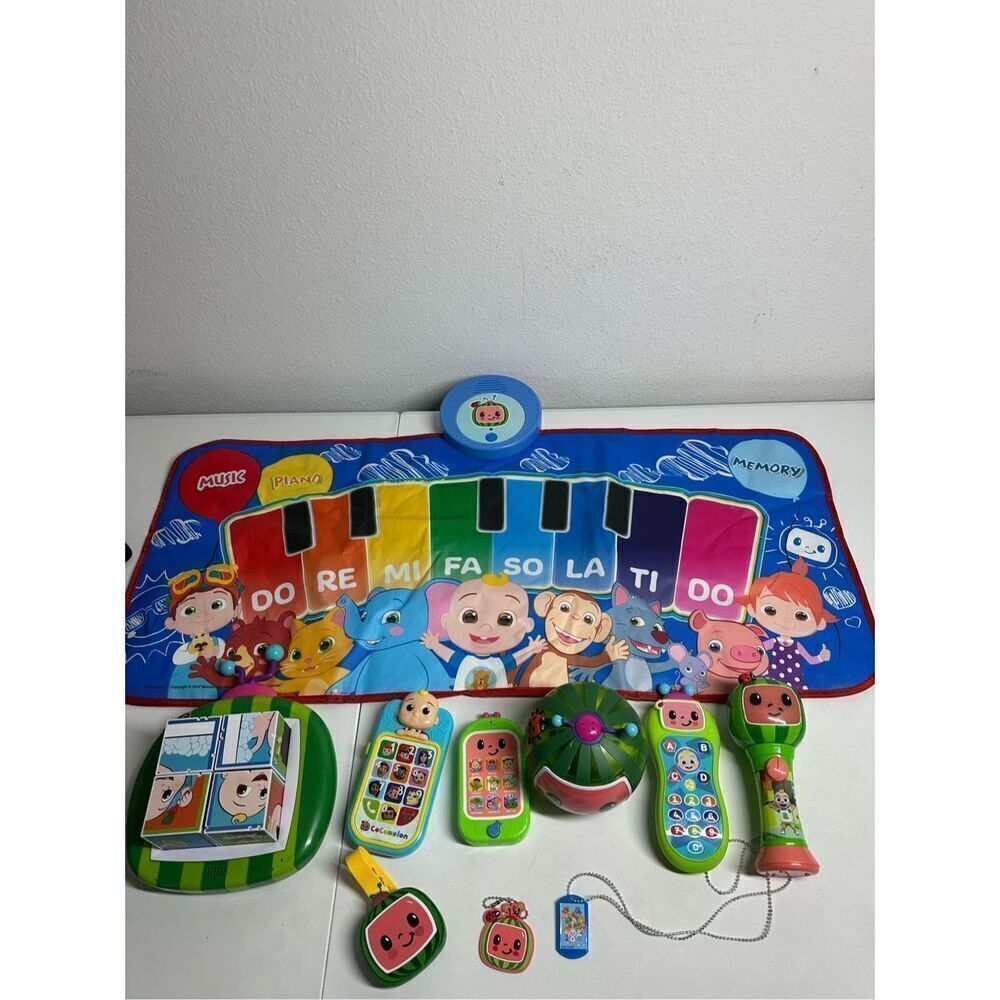 Set of 10 -Cocomelon Interactive Music Mat Board Game + 9 toys - Tested Working